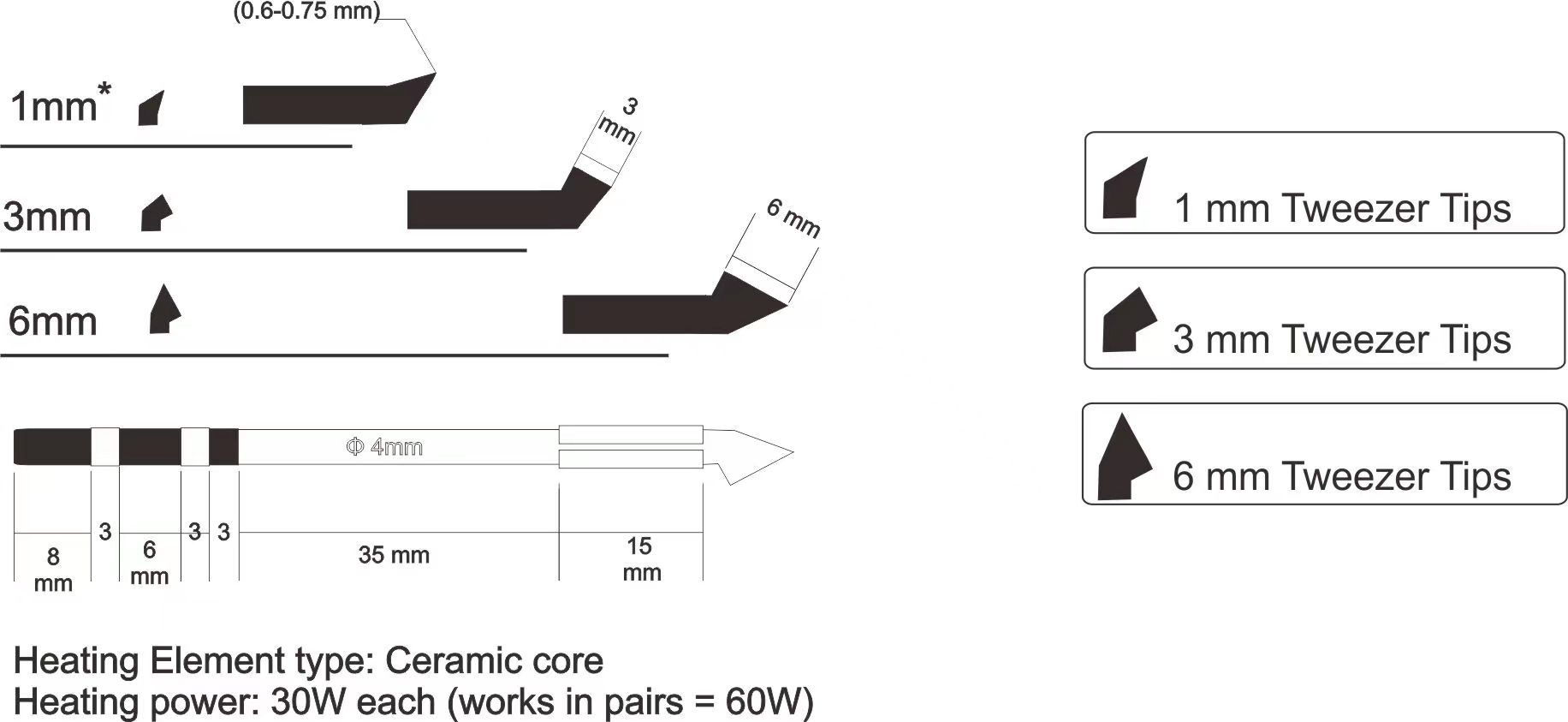 AOYUE  9311 1mm Tweezer Tips